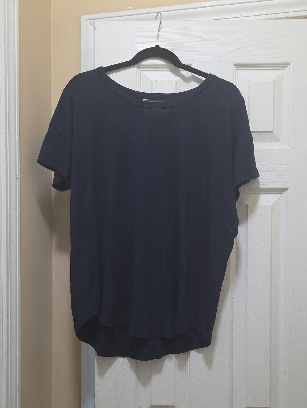 Market & Spruce Navy Short Sleeve Scoop Neck Top